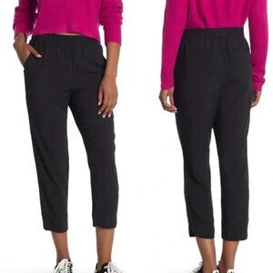 Madewell Dolphin Hem Lightweight Cropped Trousers Black Size Large